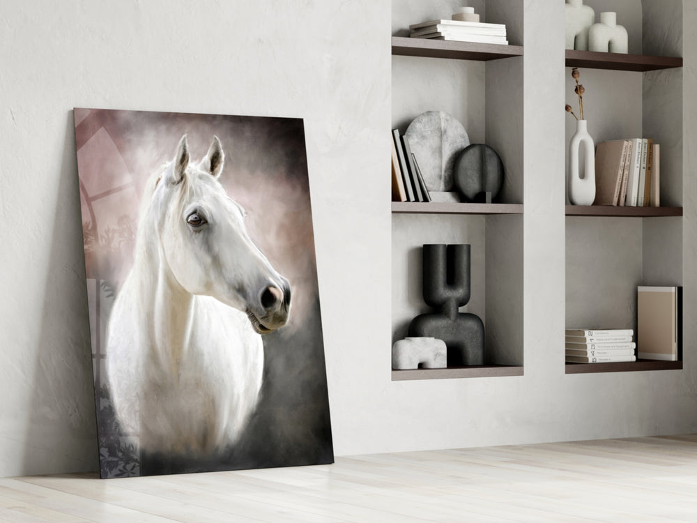 Horse glass print enhancing an entry hall with quiet strength