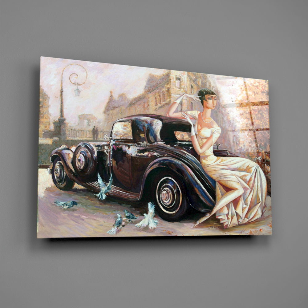 Art-deco figure panel bringing elegant warmth to a contemporary living space