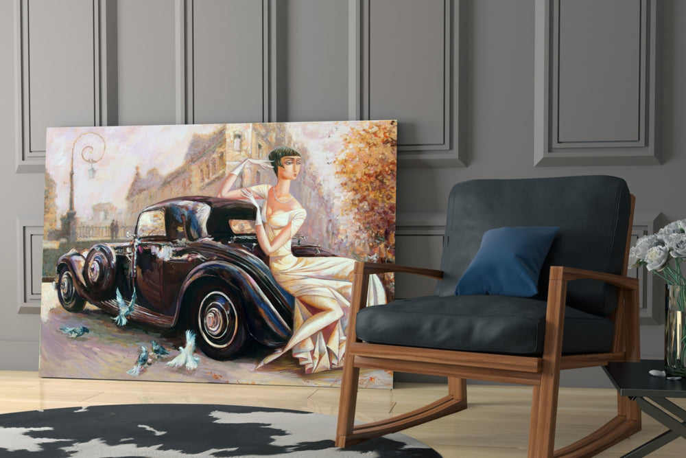 Car glass print enhancing a hallway with statement focal point