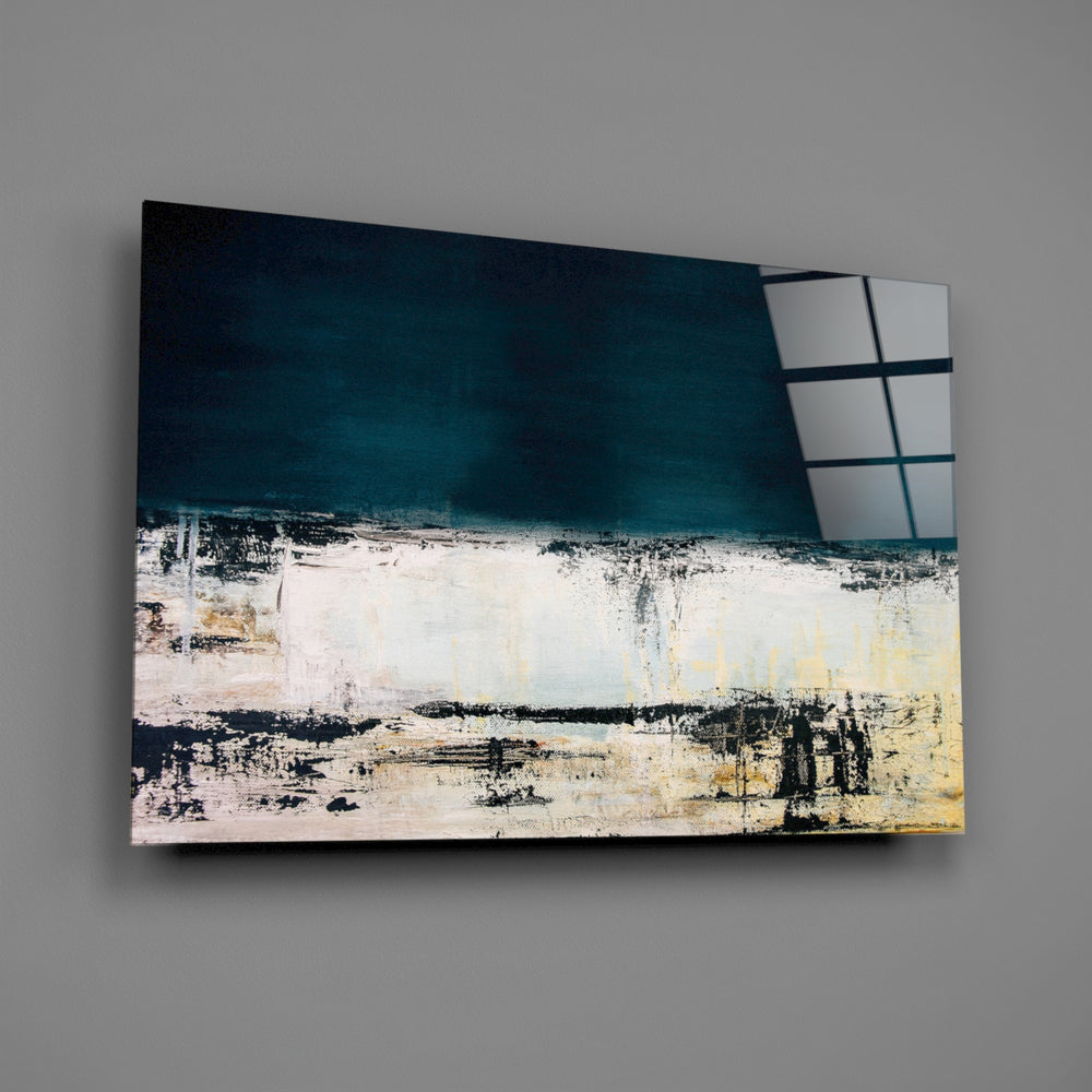 Navy horizon panel bringing reflective calm to a contemporary living space