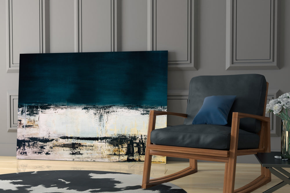 Abstract Colors glass print enhancing a hallway with quiet drama