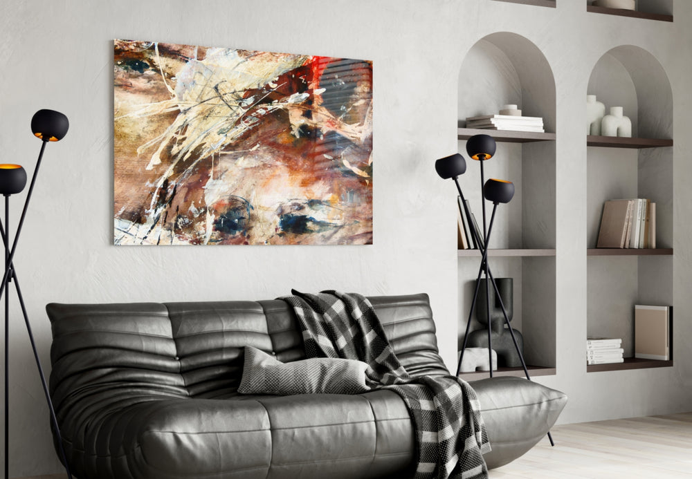 Abstract Colors glass wall art styled in a creative studio
