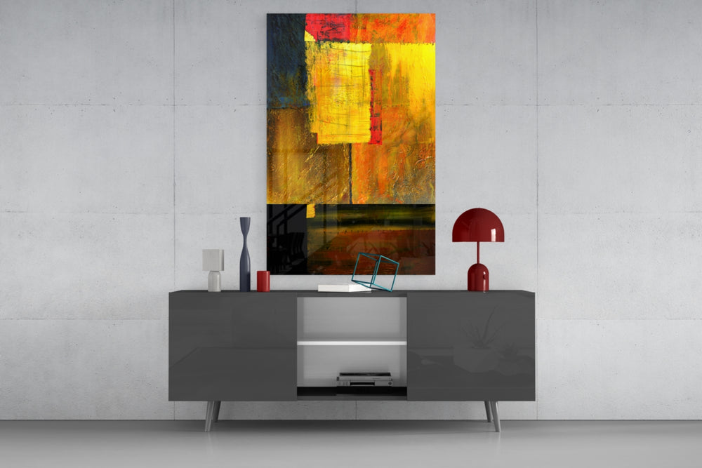Abstract Colors panel catching warm light to reveal its worked surface