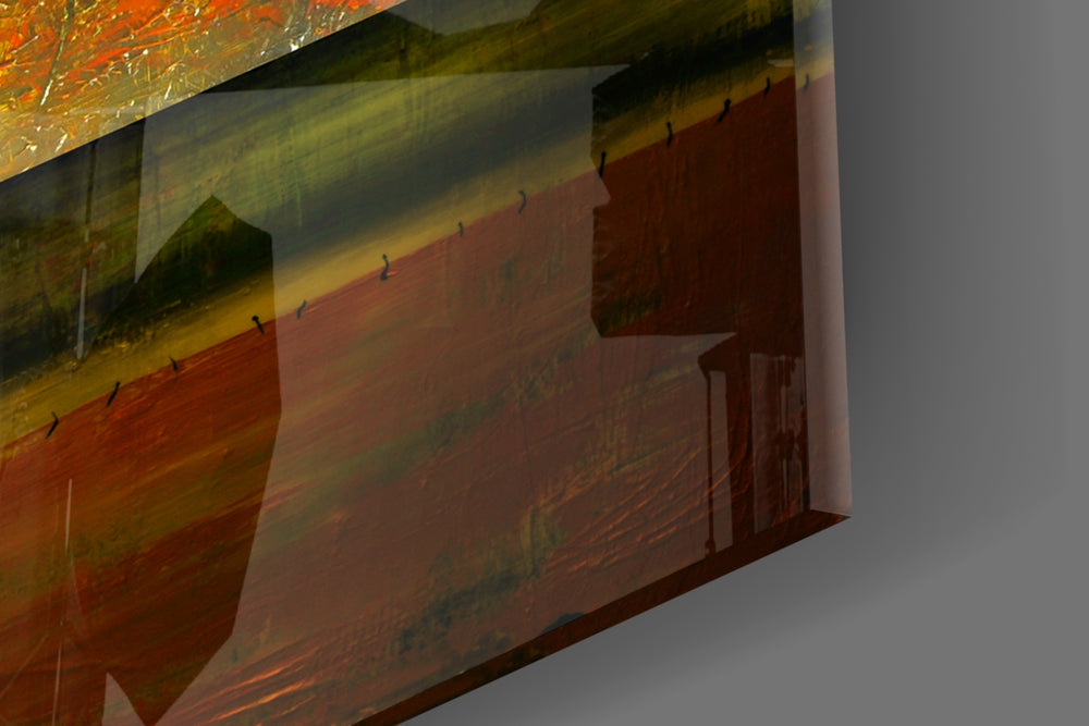 Abstract Colors artwork anchoring a statement wall with bold palette