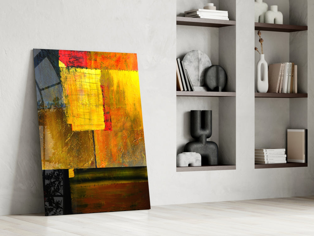 Abstract Colors glass print enhancing a gallery-inspired hallway