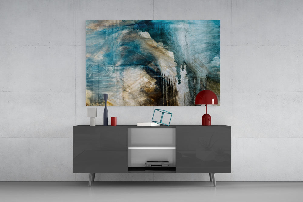 Abstract Colors panel catching low light to reveal its impasto drips