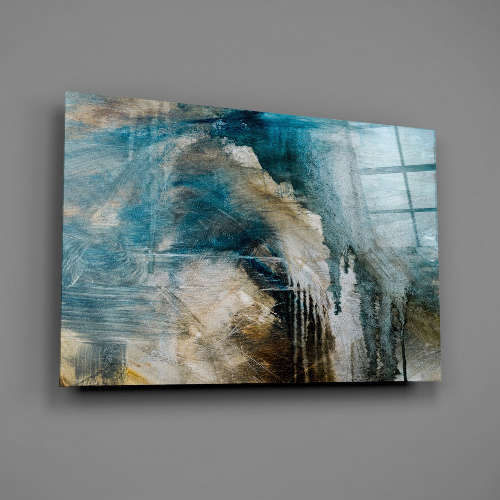 Teal-and-cream panel bringing collector warmth to a contemporary living space