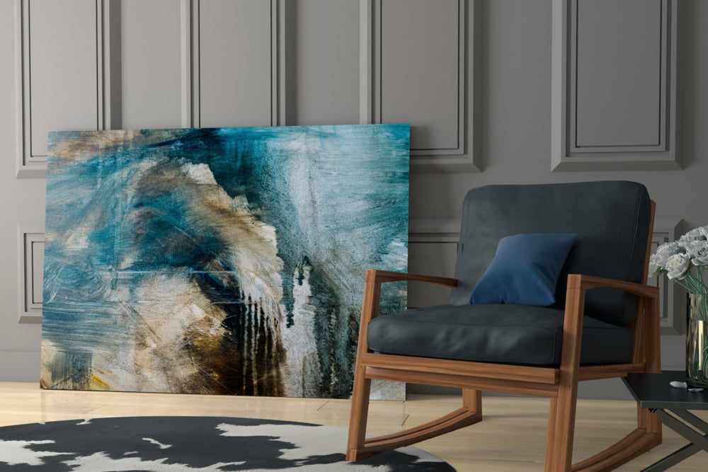 Abstract Colors glass print enhancing a hallway with statement texture