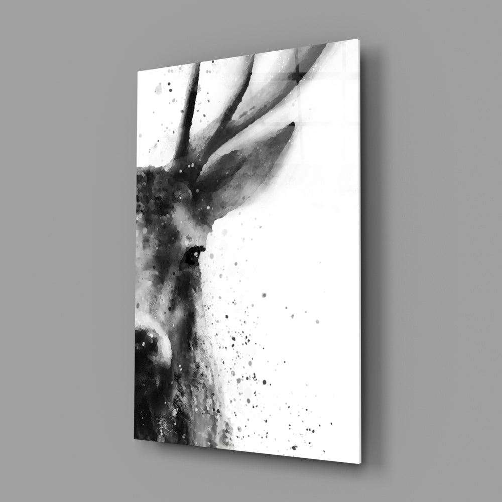 Watercolor stag panel bringing woodland calm to a contemporary living space