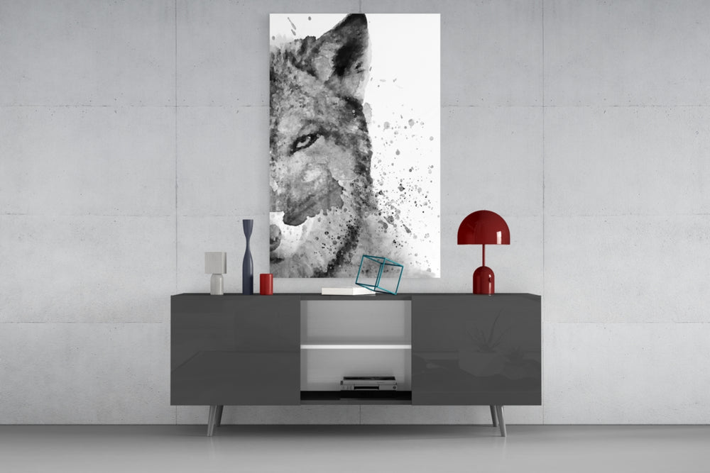 Wolf panel catching soft light to reveal its ink wash