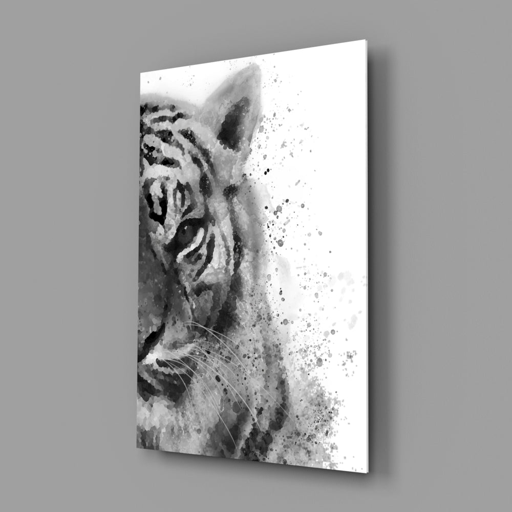 Watercolor tiger panel bringing quiet power to a contemporary living space