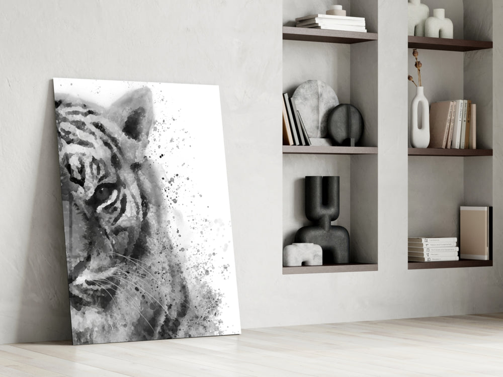 Tiger glass print enhancing a hallway with steady presence