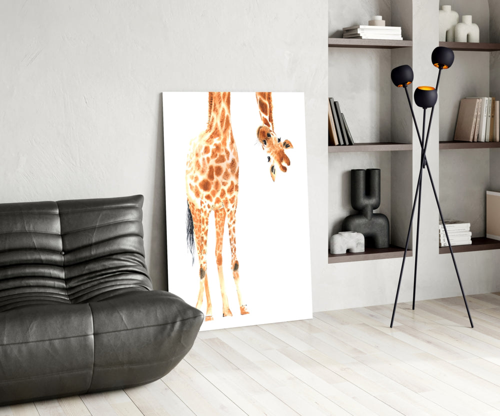 Giraffe panel adding tender warmth to a nursery