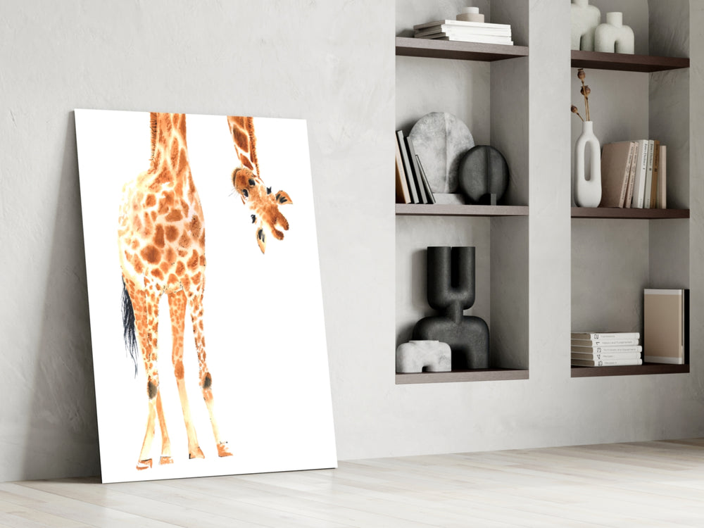 Giraffe glass print enhancing a family corner with a smile