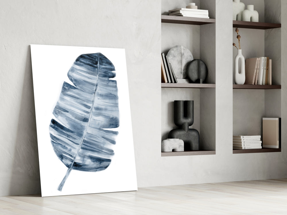 Leaf glass print enhancing a study with serene taste