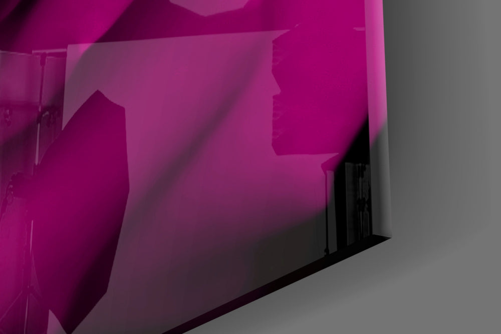 Rose artwork anchoring a hallway with jewel-tone palette