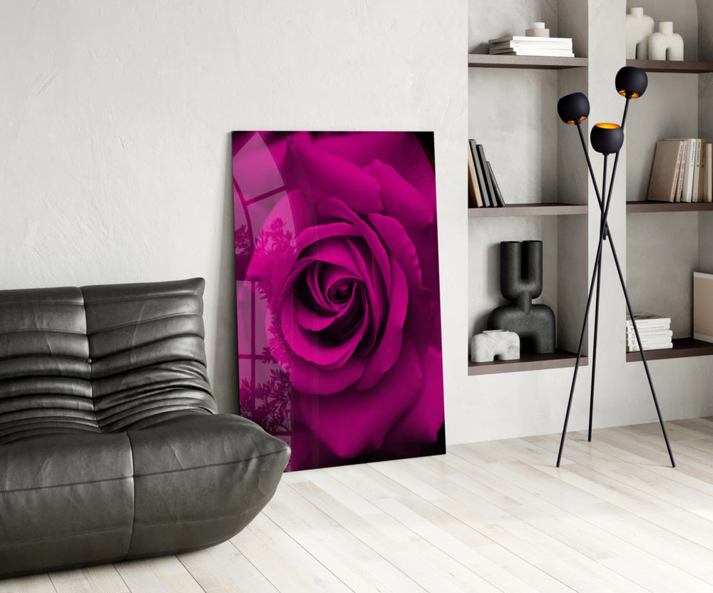 Rose panel adding boudoir energy to a dressing area