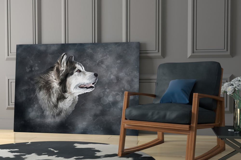 Wolf glass print enhancing a hallway with quiet drama