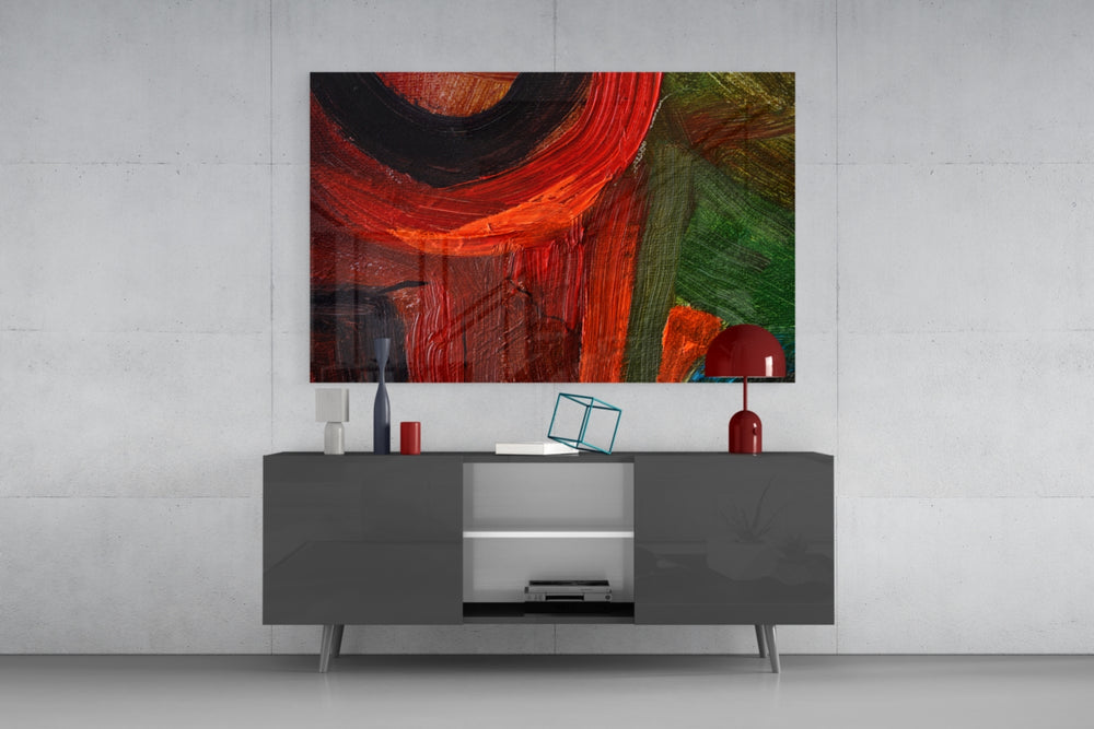 Abstract glass wall art flat lay view – ready to hang