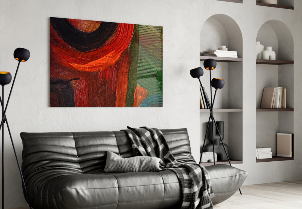Abstract glass print in elegant bedroom setting