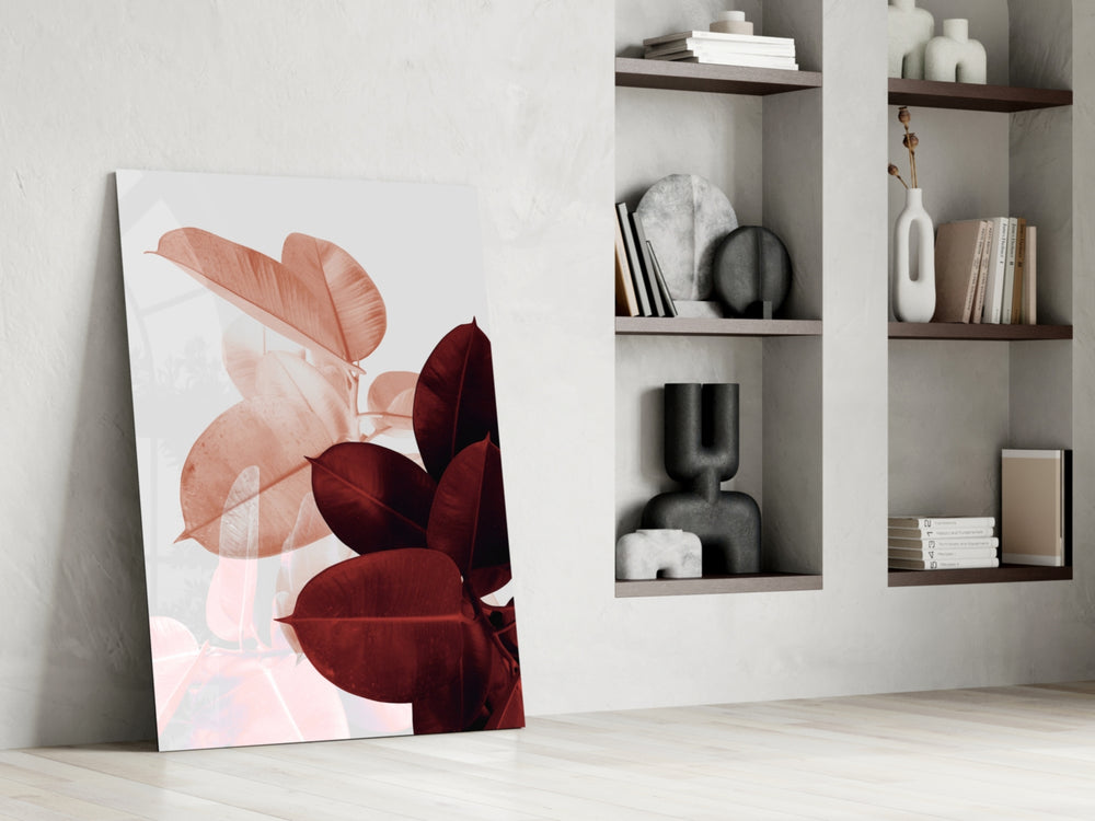 Leaves glass print enhancing a dressing area with romantic grace