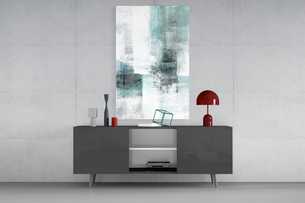 Abstract panel catching soft light to reveal its painterly texture