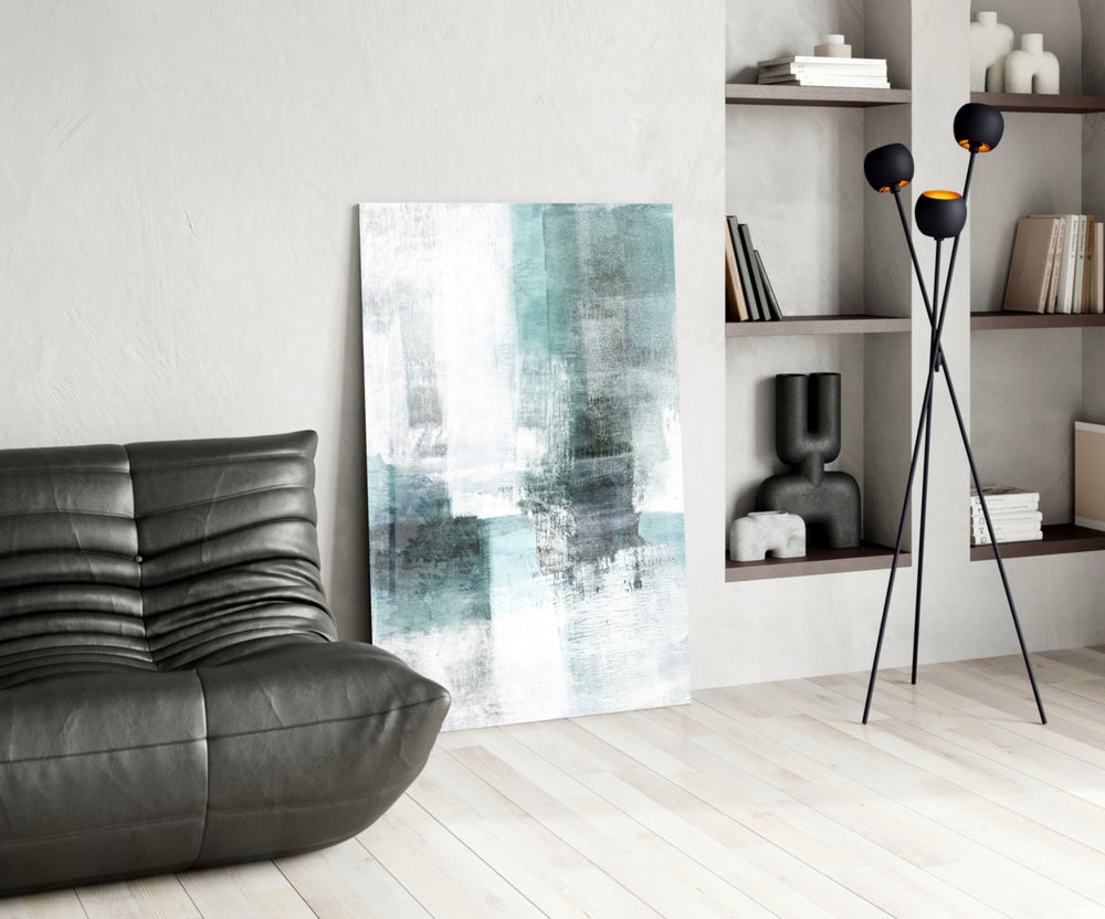 Abstract panel adding spa restraint to a bathroom
