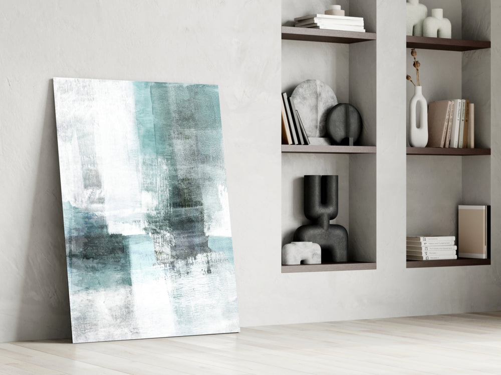 Abstract glass print enhancing a reading nook with contemplative quiet