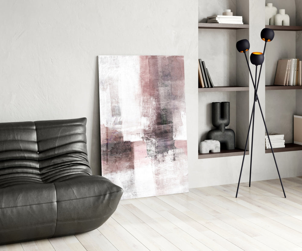 Abstract panel adding soft grace to a dressing area