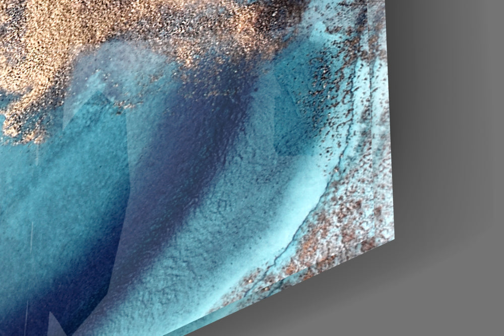 Abstract artwork anchoring a hallway with luxe palette