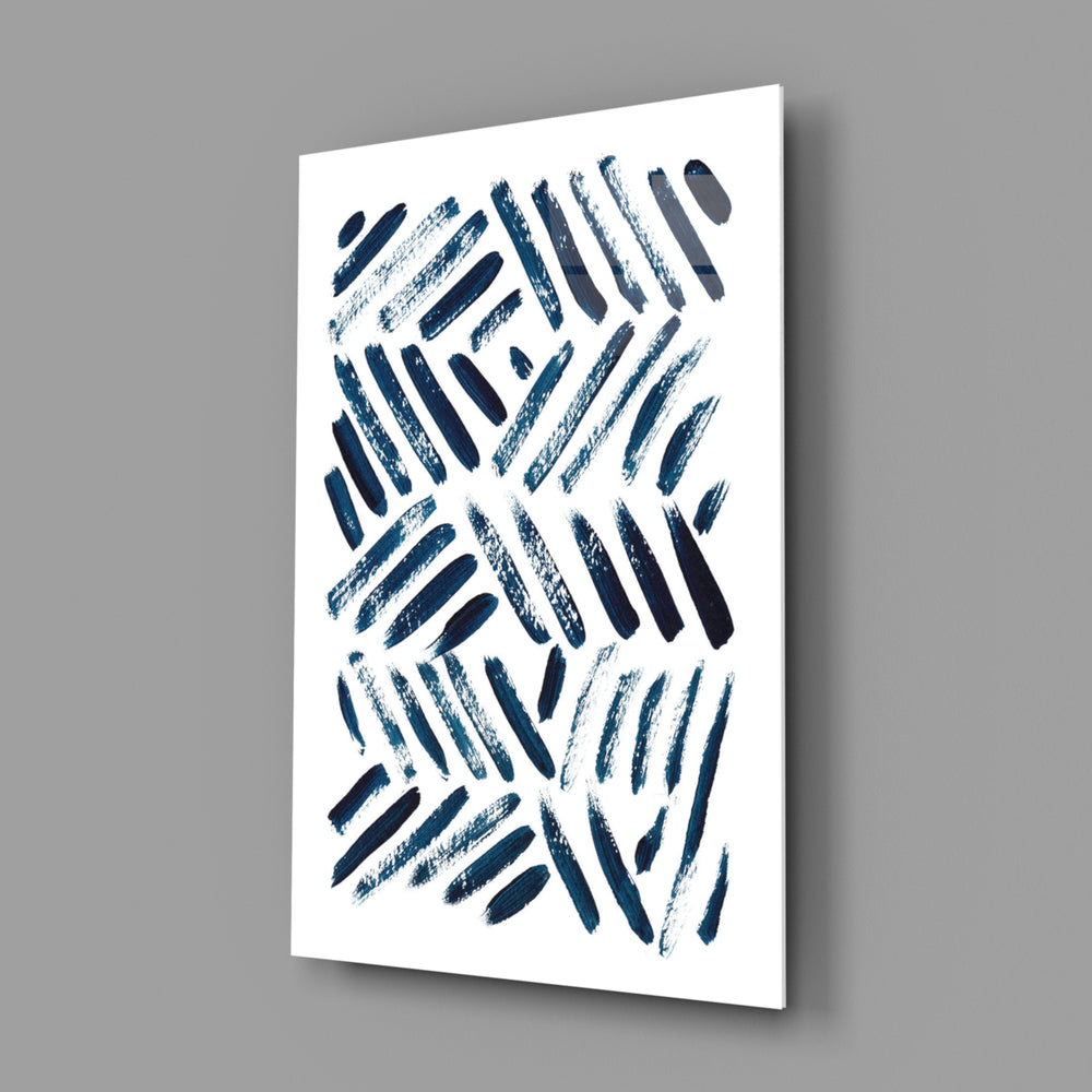 Navy brush stroke panel bringing minimalist calm to a contemporary living space