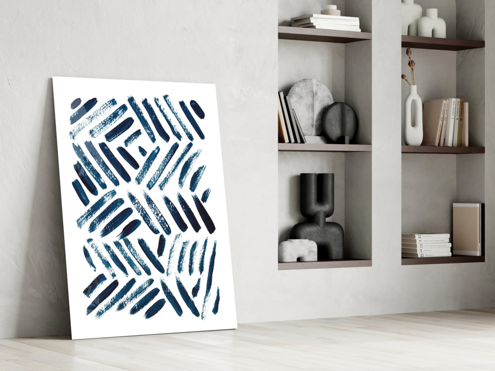 Lines glass print enhancing a home office with calm structure