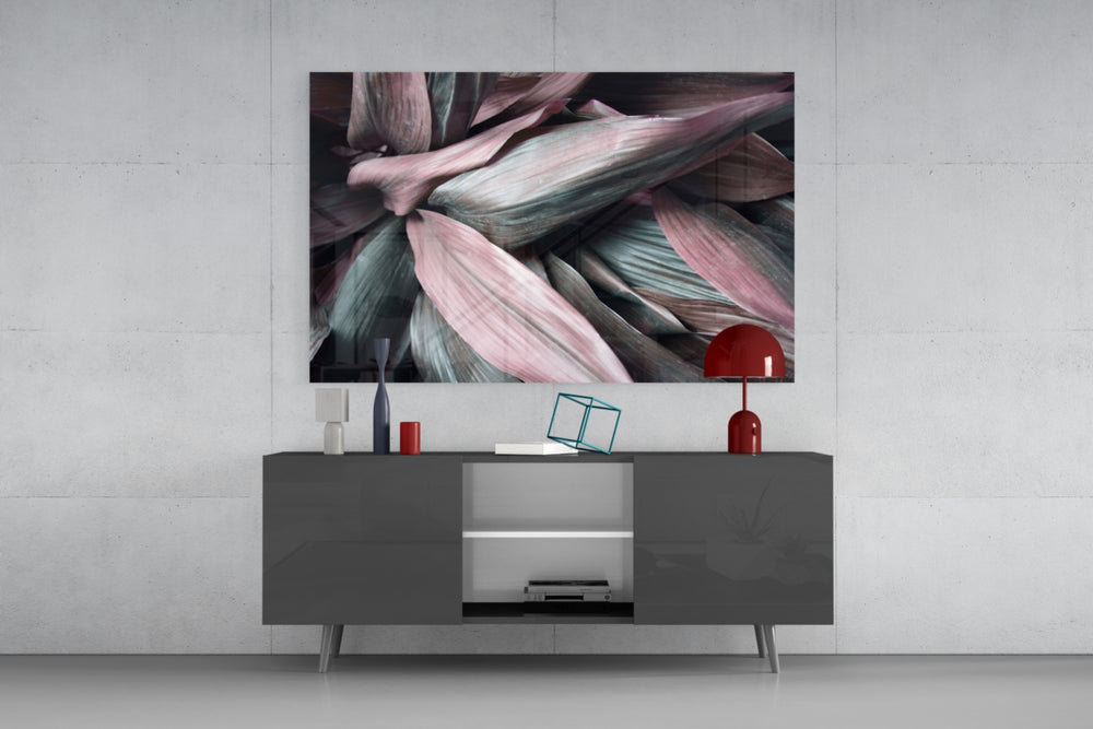 Leaves panel catching soft light to reveal its dimensional folds