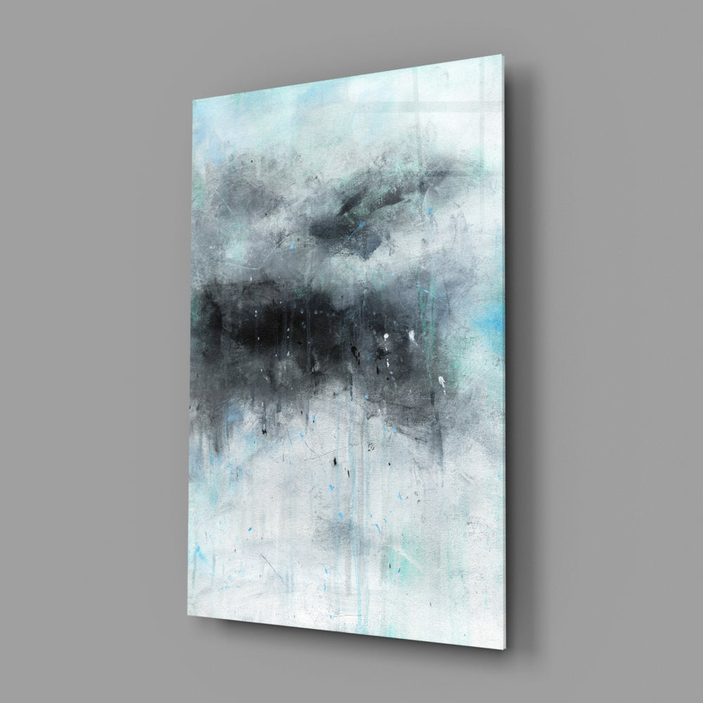 Storm cloud abstract panel bringing moody drama to a contemporary living space