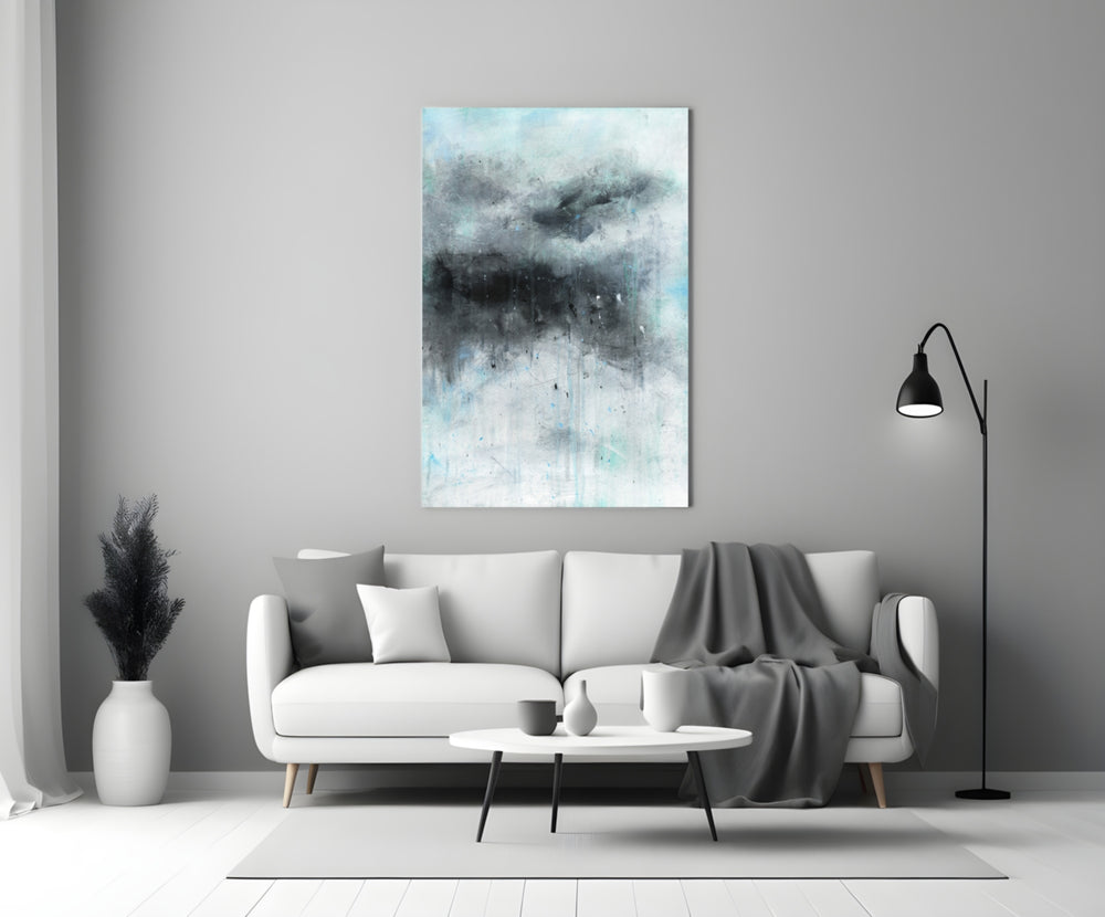 Close-up detail of ink drips falling from the storm cloud