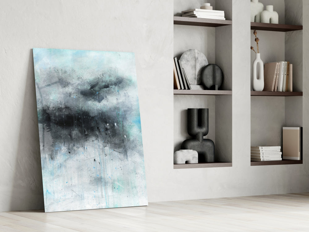 Abstract glass print enhancing a hallway with painterly charge