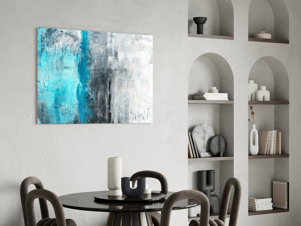 Abstract panel adding serene mood to a bedroom
