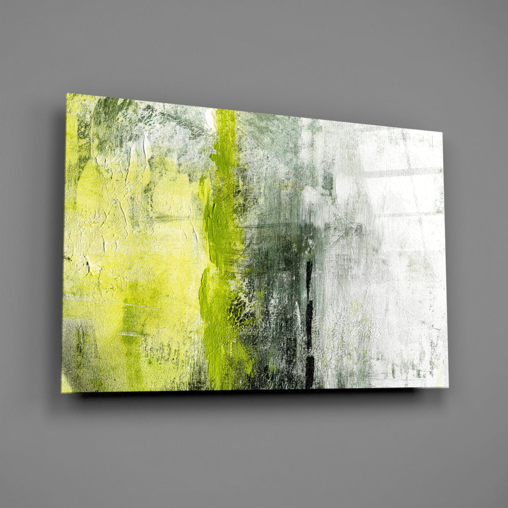 Lime color-block panel bringing springtime energy to a contemporary living space