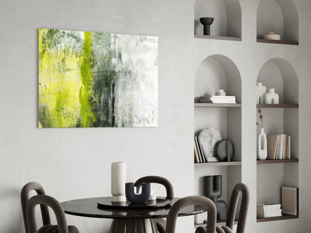 Abstract panel adding botanical pulse to a sunroom