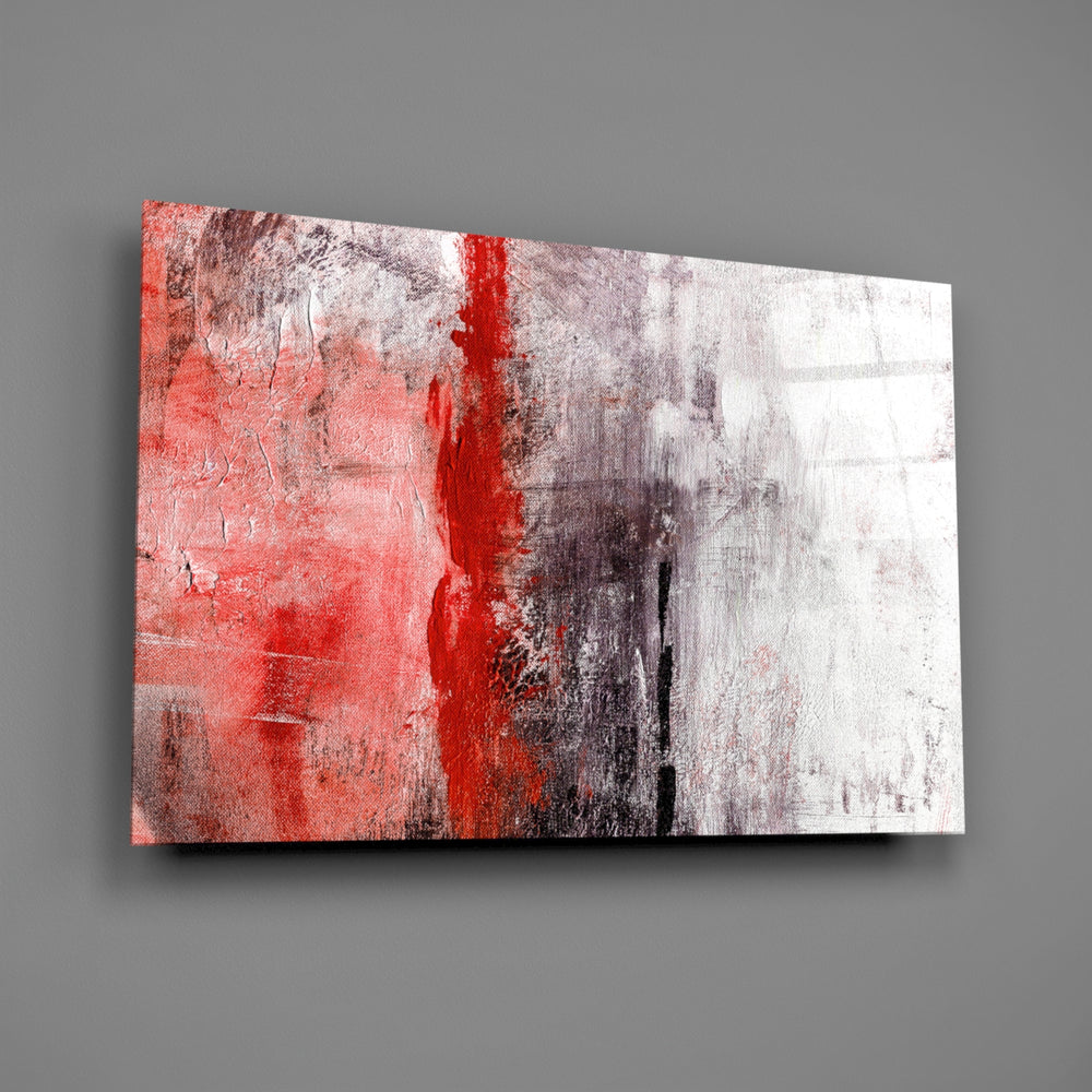 Crimson color-block panel bringing statement warmth to a contemporary living space