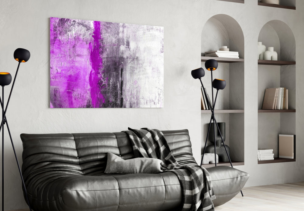 Abstract glass wall art styled in a creative studio