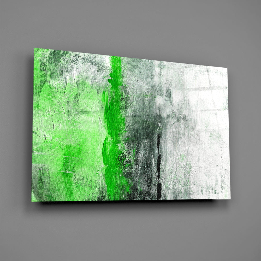 Green color-block panel bringing biophilic energy to a contemporary living space