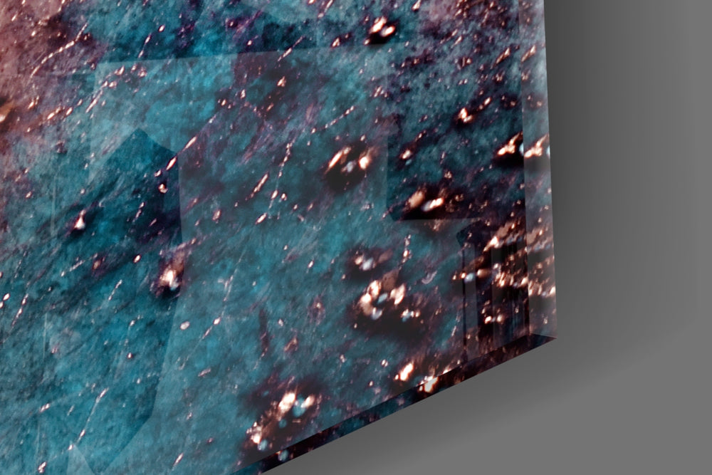 Abstract artwork anchoring a hallway with mineral palette