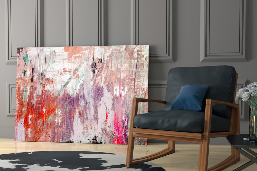 Abstract glass print enhancing a hallway with feminine grace