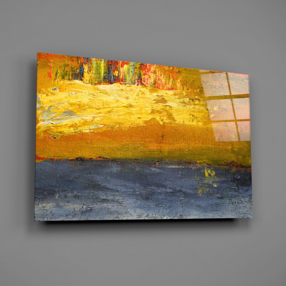 Saffron horizon panel bringing collector warmth to a contemporary living space