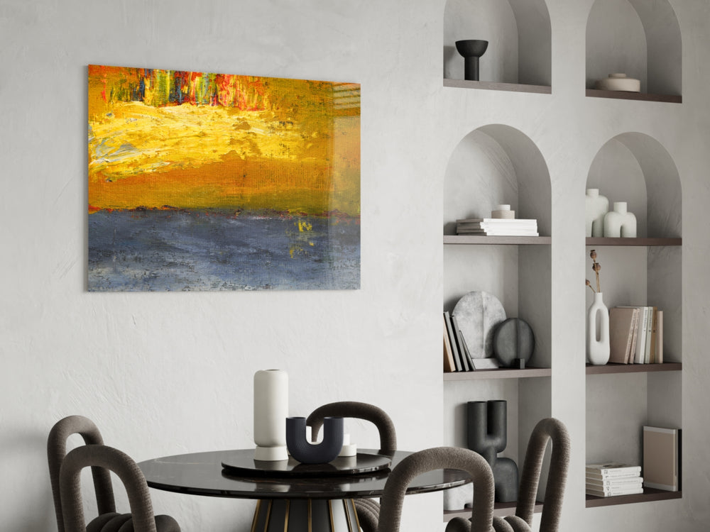 Abstract panel adding collector taste to a living room