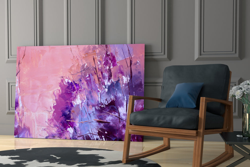 Abstract glass print enhancing a hallway with feminine grace