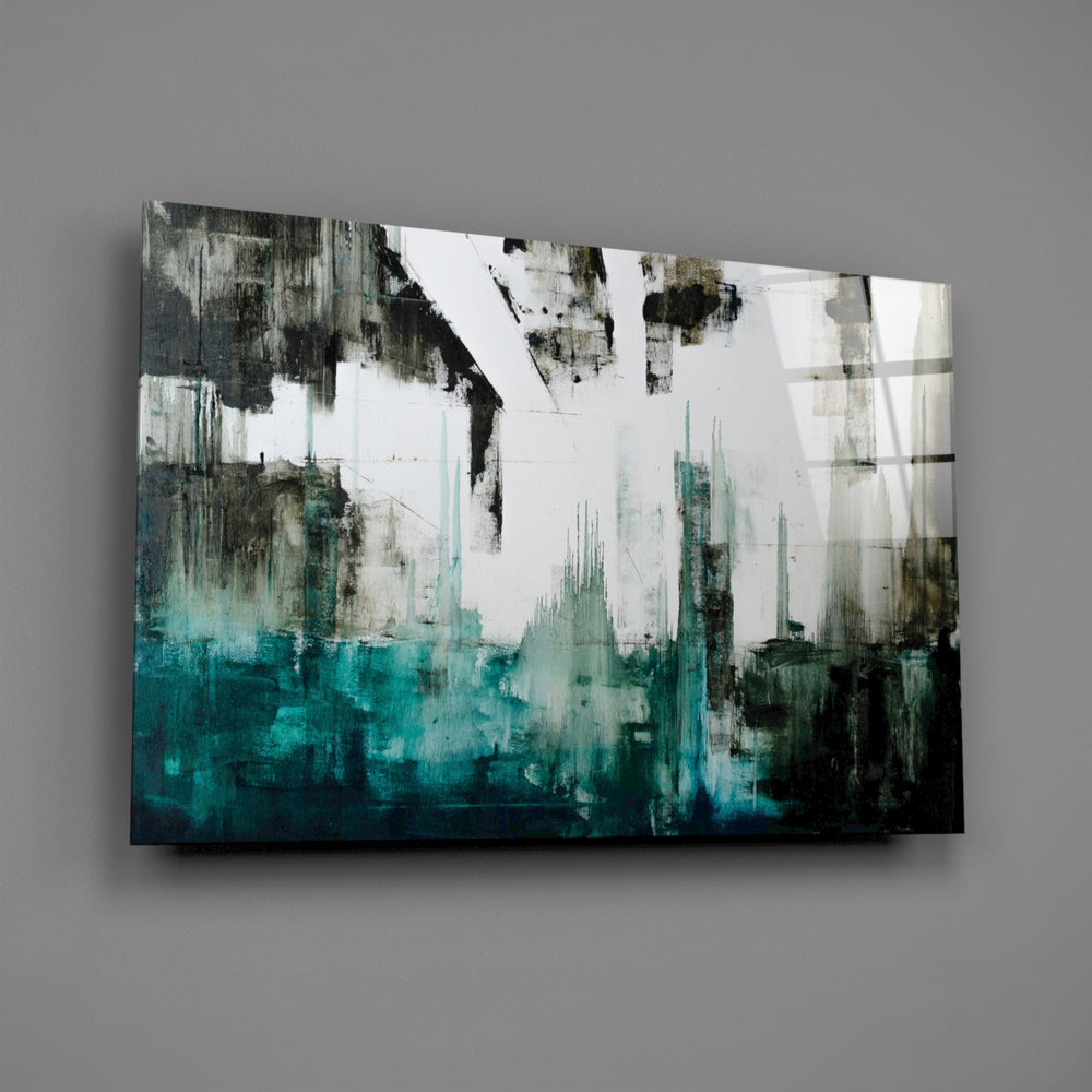 Teal-and-charcoal panel bringing executive presence to a contemporary living space