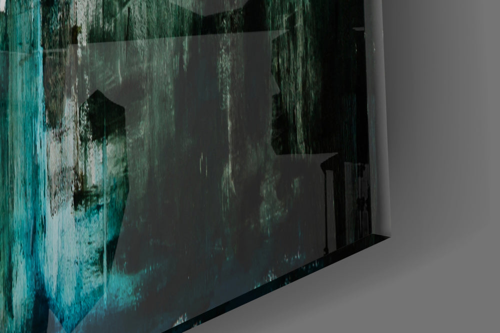 Abstract artwork anchoring a contemporary wall in moody palette