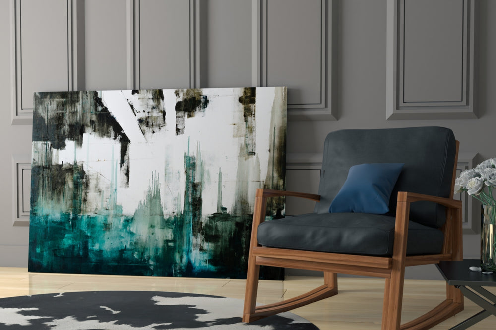 Abstract glass print enhancing a hallway with statement texture